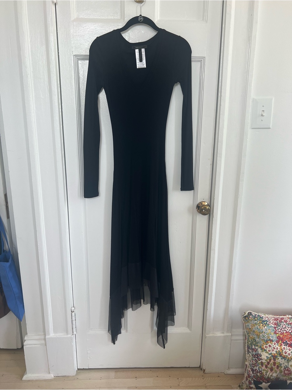 BCBGMaxAzria Black Asymmetrical Handkerchief Hem Dress